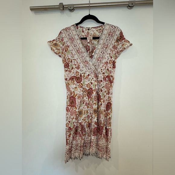 Amazon Pink and Tan Ruffled Wrap Sundress - Picture 5 of 10